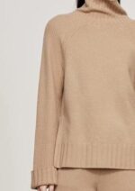 NARI Aw Fine Craft Women's Simple Cashmere Sweater Knitted Turtle Neck Long Cuffs Button Cuffs Warm Cashmere Sweater Top - Image 2