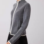 Custom Basic Long Sleeve Half Turtle Neck Cashmere Sweater Cardigan Knitted Winter Sweater for Woman