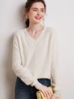 NARI V Neck Cashmere Sweater in Rich Color Palette Soft Luxurious Knit From Inner Mongolia Erdos - Image 2