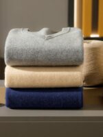 NARI Oem Service Custom Logo Fashion Winter V Neck Cashmere Blank Knitted Casual Plain Pullover Sweaters for Women - Image 2