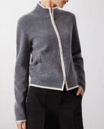 Custom Basic Long Sleeve Half Turtle Neck Cashmere Sweater Cardigan Knitted Winter Sweater for Woman - Image 3