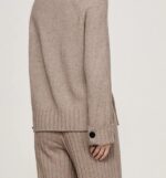 NARI Aw Fine Craft Women's Simple Cashmere Sweater Knitted Turtle Neck Long Cuffs Button Cuffs Warm Cashmere Sweater Top - Image 3