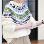 NARI Daily Women's Oversized Crew Neck Fair Isle Wool Knitted Sweater Pullovers Korean Style Long Sleeved Heavy Warm Ski Sweater