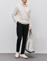 NARI Latest High Quality Men's Winter Cashmere Pullover Long Sleeve Solid Color 1/4 Zip Warm Knitwear Anti-Wrinkle Wool Sweater - Image 2