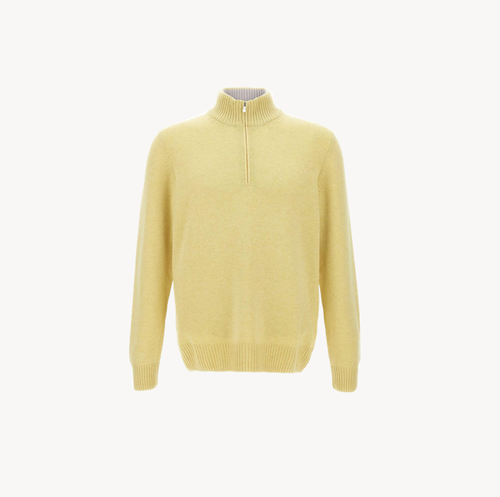 H263b56b0941e45418a6554dd7b2df7973 NARI 2025 Supplier Custom Luxury Oversize Knit Shirt Quarter Zip Italy Cashmere Men's Polo Neck Pullover Sweaters for Men - Image 1