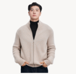 NARI Custom Luxury Korean Style Men's Cashmere Cardigan Sweater Zipper up Cardigan Pullover Tops Men's Winter Clothes