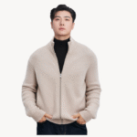 NARI Custom Luxury Korean Style Men's Cashmere Cardigan Sweater Zipper up Cardigan Pullover Tops Men's Winter Clothes