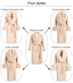 Wholesale Handmade Sew Toddler Belt Design Pocket Wool Coat With Real Mongolian Fur Collar Custom Kid Cashmere Coats - Image 3