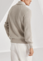 New Designer Men's Manufacturing Fashion Sweater High-End Business Style Cashmere Lapel Rib Knit Sweater Cardigan with Buttons - Image 3