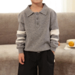 Customized Casual Style Polo Knitted Cashmere Pullover Cashmere Sweater for Children - Image 2