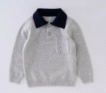 Autumn Winter Kids Boys Sweater 100% Pure Cashmere Men Wool Color Spliced Turn-Down Collar Pullovers Sweater