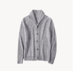 New Designer Men's Manufacturing Fashion Sweater Cardigan High-End Business Style Cashmere Lapel Rib Knit Cardigan with Buttons