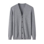Wholesale Price Classical Office Wear V Neck Button up Knitted 100% Cashmere Cardigan Sweater Men's Daily Basic Knitwear for Men