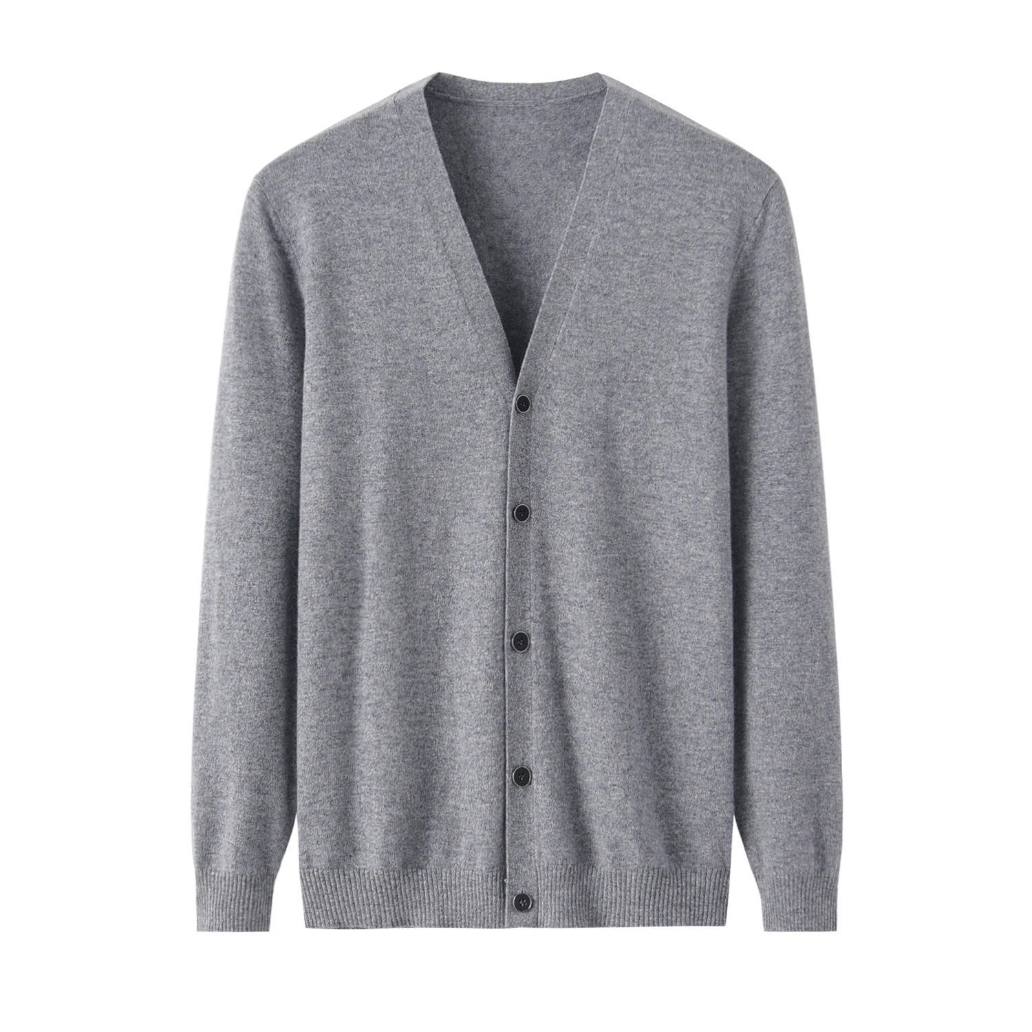 H984bfff354854714a9936ba521c9775ak Wholesale Price Classical Office Wear V Neck Button up Knitted 100% Cashmere Cardigan Sweater Men's Daily Basic Knitwear for Men - Image 1
