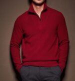 High Quality Men's Winter Cashmere Pullover Solid Thick Turtleneck 1/4 Zip Warm Knitwear Tops Anti-Wrinkle Breathable Sweater - Image 3