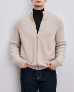 NARI Custom Luxury Korean Style Men's Cashmere Cardigan Sweater Zipper up Cardigan Pullover Tops Men's Winter Clothes - Image 2