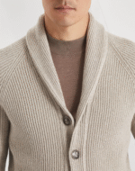 New Designer Men's Manufacturing Fashion Sweater High-End Business Style Cashmere Lapel Rib Knit Sweater Cardigan with Buttons - Image 2