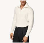 NARI Latest High Quality Men's Winter Cashmere Pullover Long Sleeve Solid Color 1/4 Zip Warm Knitwear Anti-Wrinkle Wool Sweater